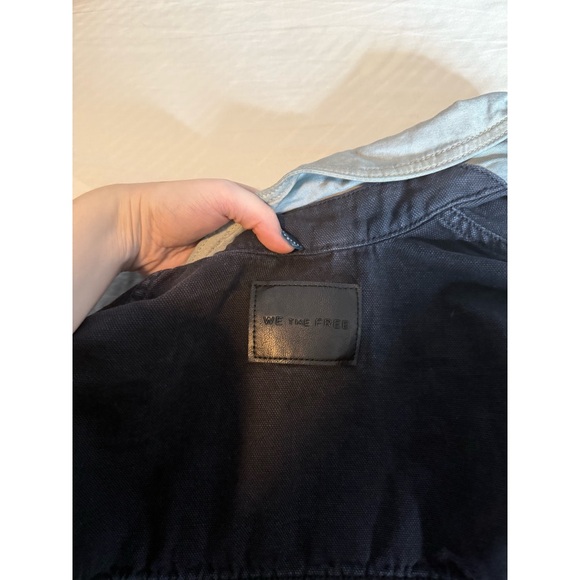 Free People Navy Jean Jacket with Light Collar - Picture 5 of 5